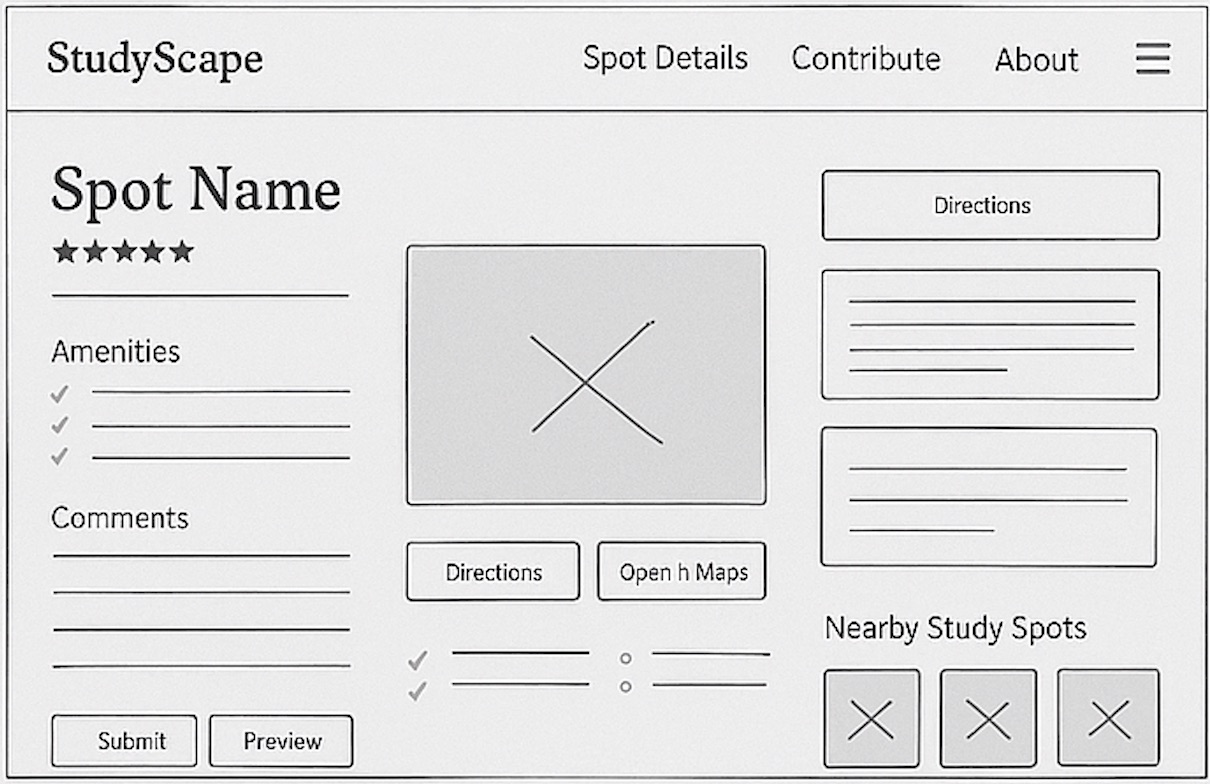 Find a Spot page wireframe desktop